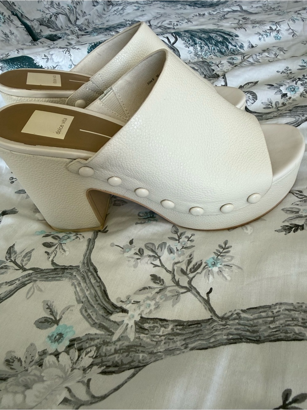 Dolce Vita cream  Leather Platform Mule Clogs